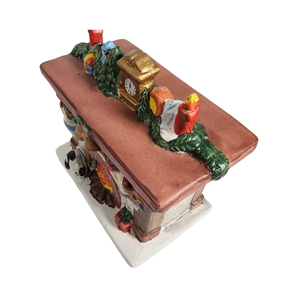 Vintage‎ Style Ceramic Christmas Fireplace Tea Light Candle Holder Cherubs Cat